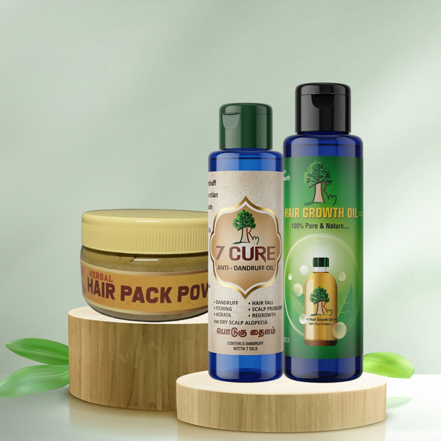 7 Cure Anti Dandruff Oil + Hair Growth Oil +Hair Pack Powder